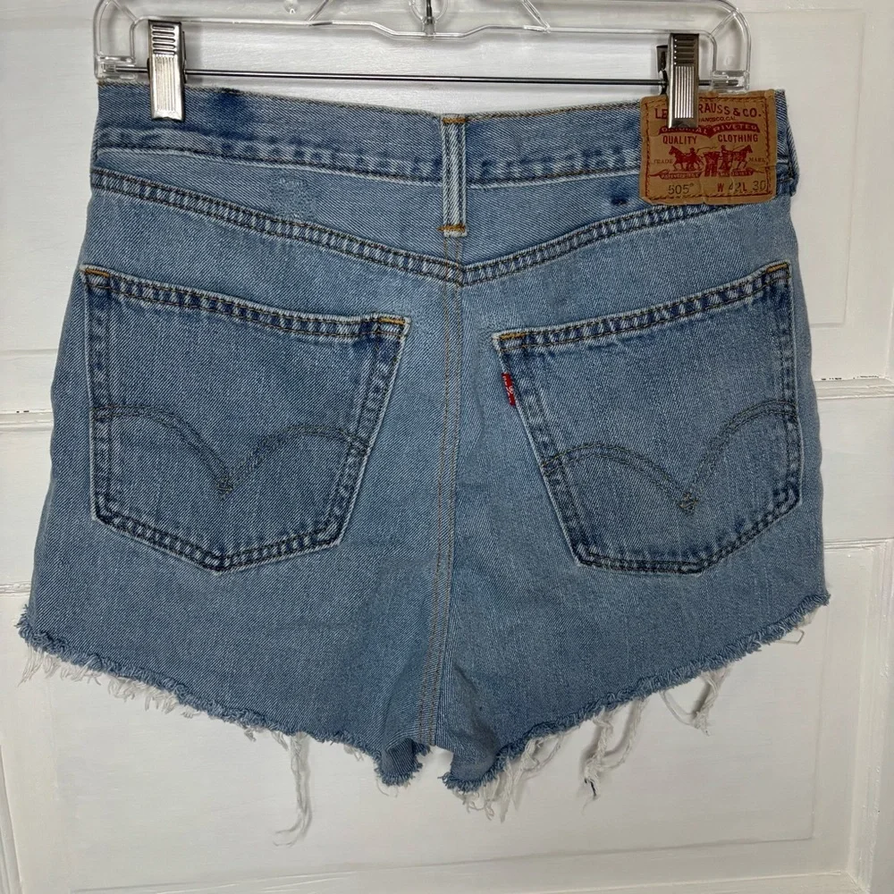 Levis Upcycled Frayed Hem Jean Shorts